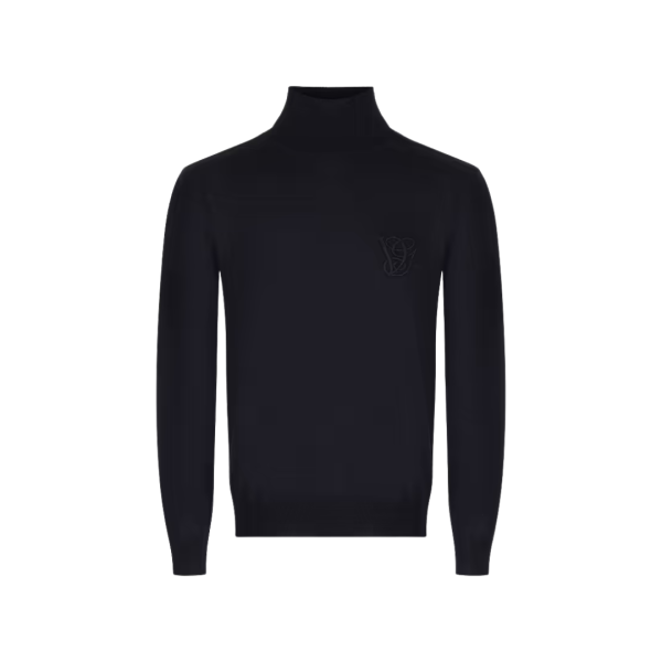 Pull col roulé VALENTINO laine bleu marine VLogo signature