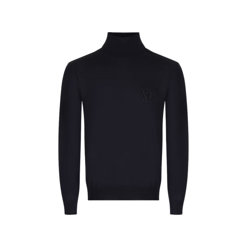 Pull col roulé VALENTINO laine bleu marine VLogo signature