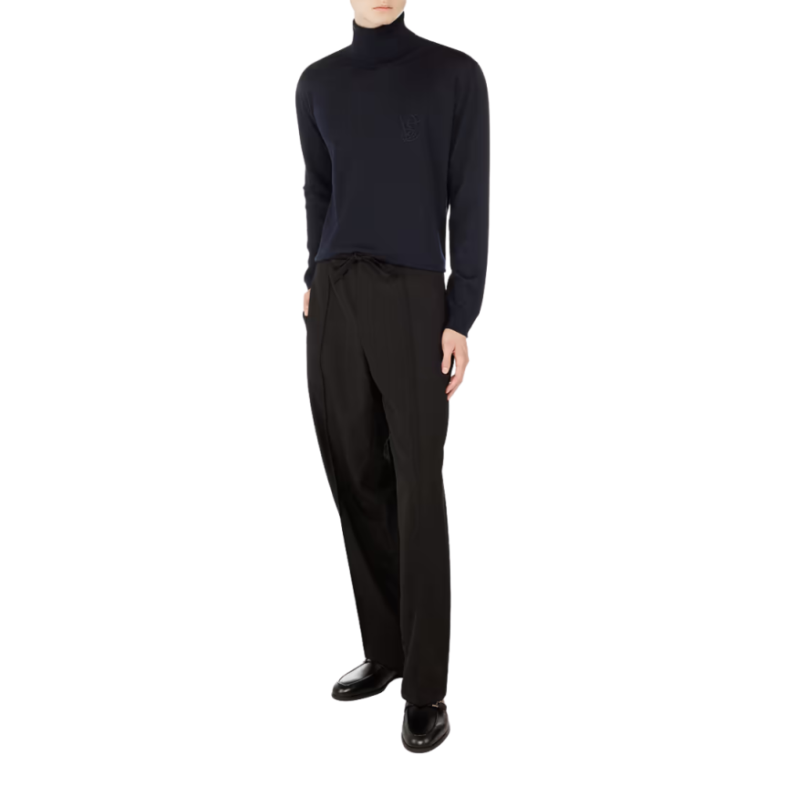 Pull col roulé VALENTINO laine bleu marine VLogo signature