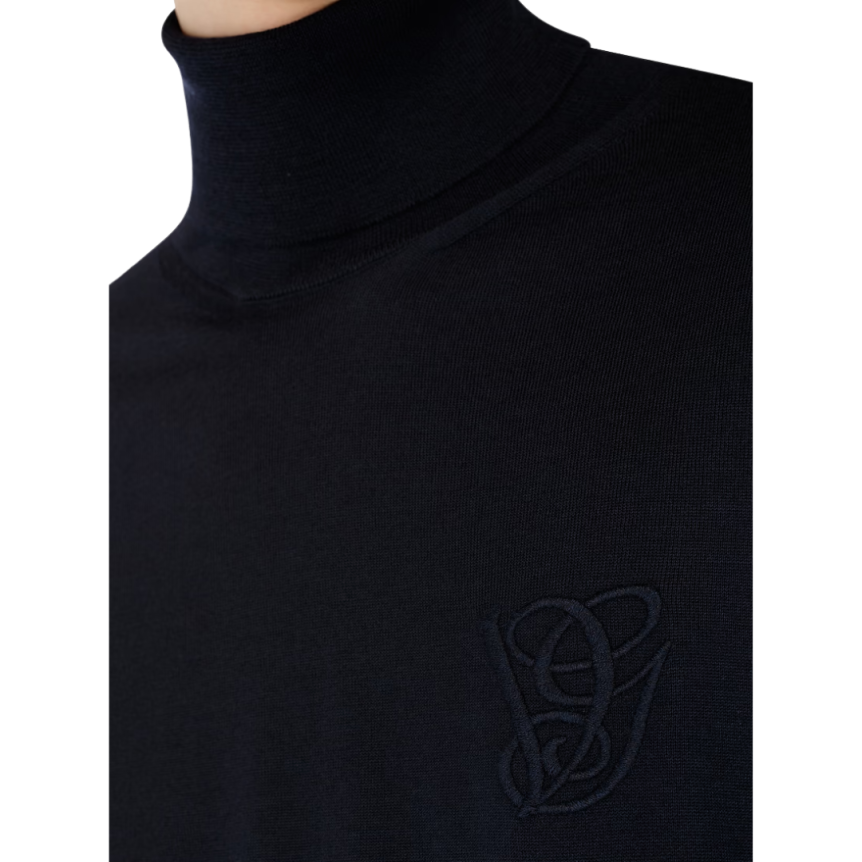 Pull col roulé VALENTINO laine bleu marine VLogo signature