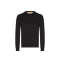 Pull col rond laine noir VLogo signature poitrine