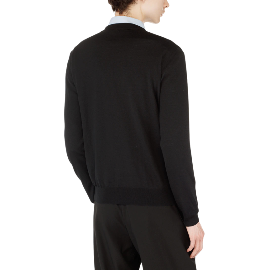 Pull col rond VALENTINO laine noir VLogo signature poitrine