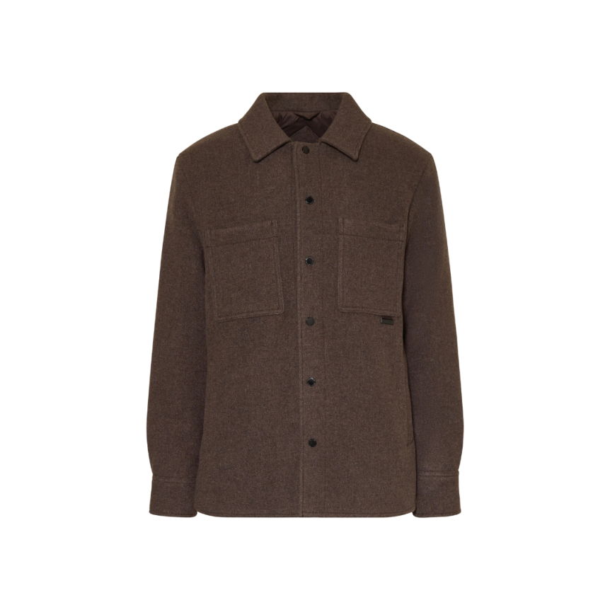 Veste Chemise CANADA GOOSE Atkinson bouton pression laine flanelle marron