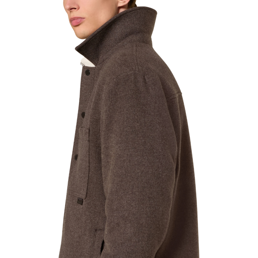 Veste Chemise CANADA GOOSE Atkinson bouton pression laine flanelle marron