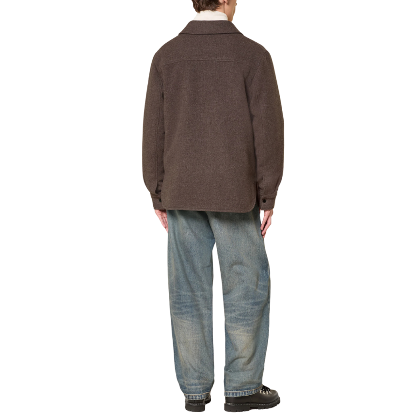 Veste Chemise CANADA GOOSE Atkinson bouton pression laine flanelle marron