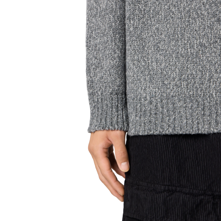 Pull ras-du-cou STONE ISLAND manches raglan laine vierge gris chiné