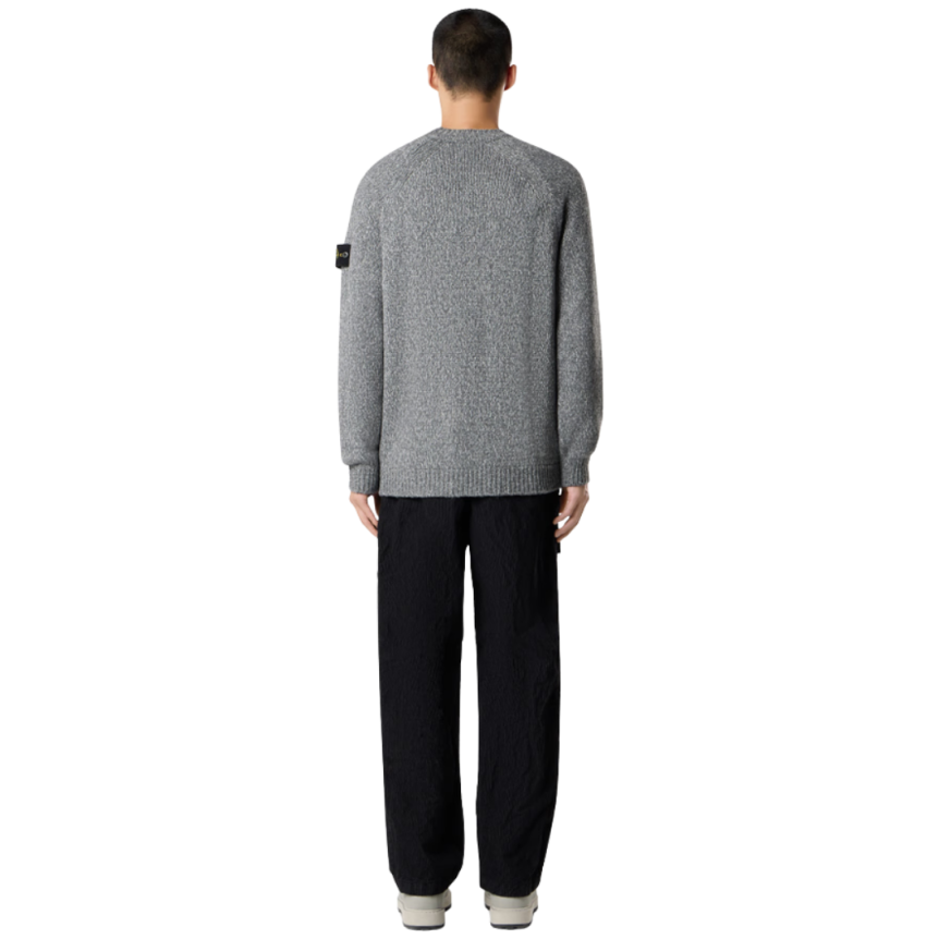 Pull ras-du-cou STONE ISLAND manches raglan laine vierge gris chiné