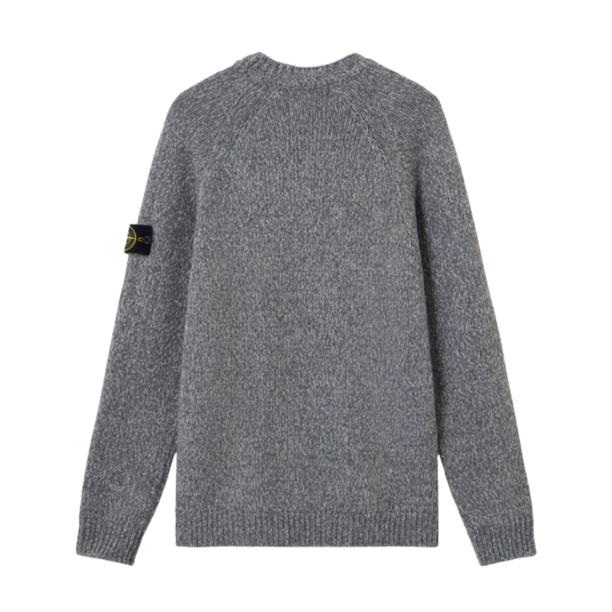 Pull ras-du-cou STONE ISLAND manches raglan laine vierge gris chiné