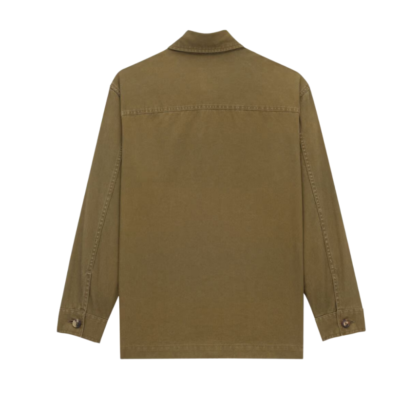 Surchemise boutonnée SAINT LAURENT denim coton kaki poche poitrine broderie logo Cassandre