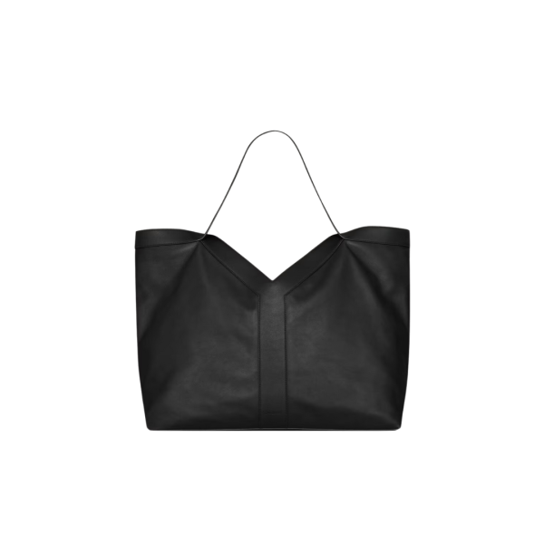 Sac grand cabas SAINT LAURENT cuir veau grainé noir surpiqure Y