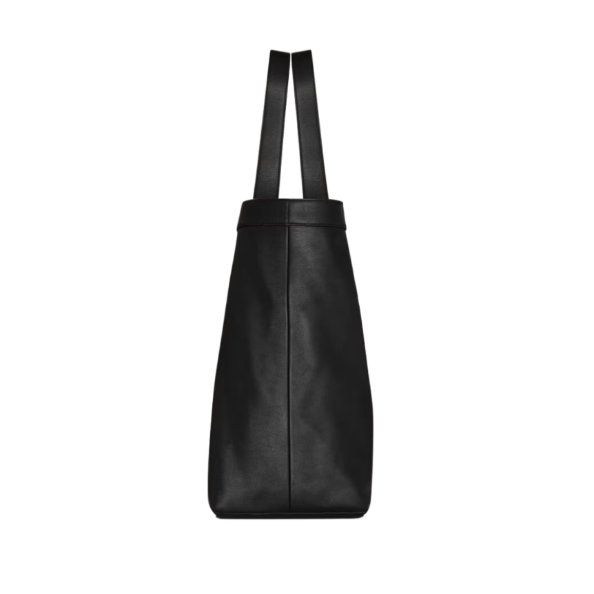 Sac grand cabas SAINT LAURENT cuir veau grainé noir surpiqure Y