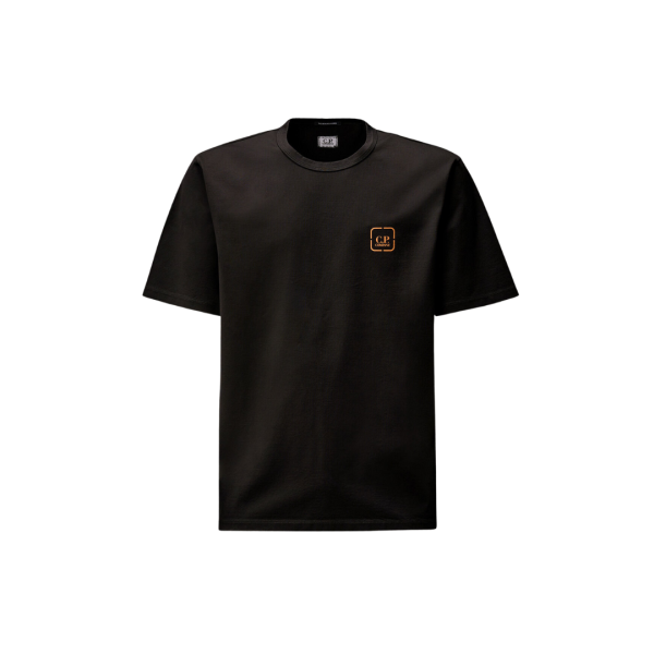 T-shirt col rond CP COMPANY coton noir Microprocess dos Metropolis série