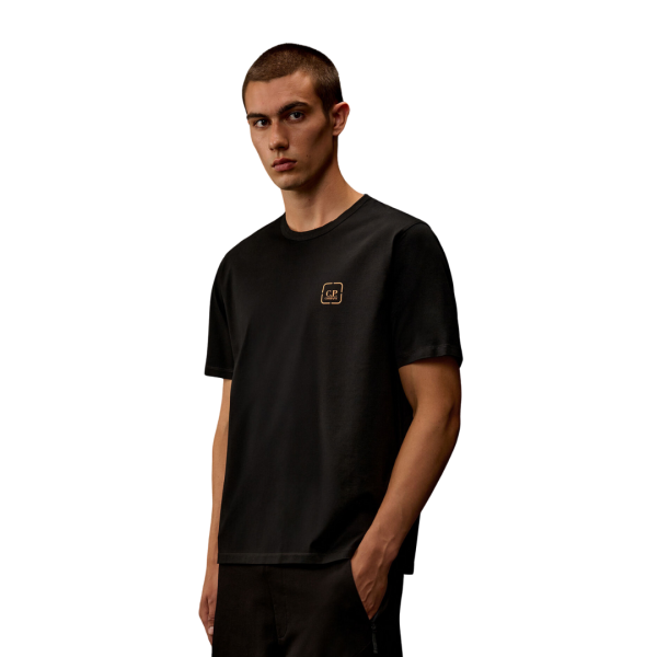 T-shirt col rond CP COMPANY coton noir Microprocess dos Metropolis série