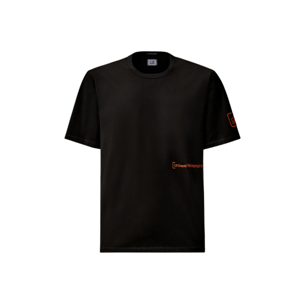T-shirt col rond CP COMPANY coton noir carré photo dos Metropolis séries
