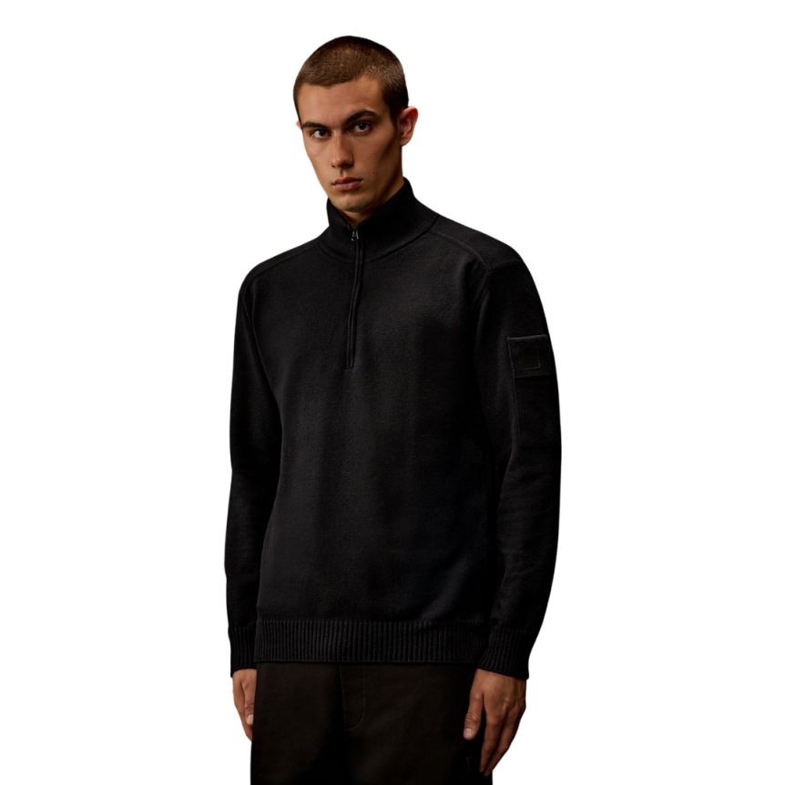 CP COMPANY Pull col zippé laine mélangée noir Metropolis Series
