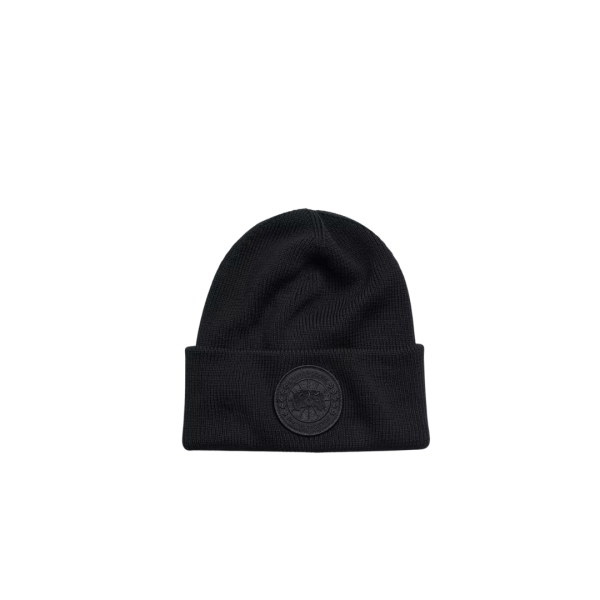 Bonnet CANADA GOOSE laine mérinos fine noir logo noir