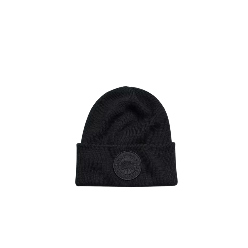 Bonnet CANADA GOOSE laine mérinos fine noir logo noir