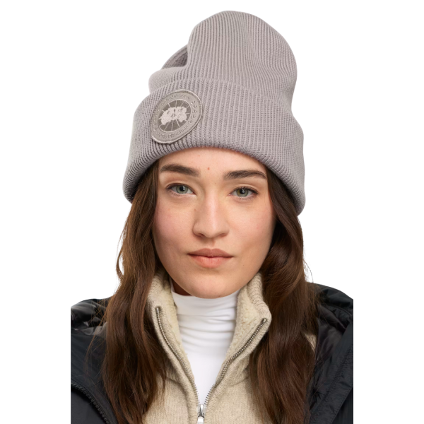 Bonnet CANADA GOOSE laine mérinos fine beige logo beige
