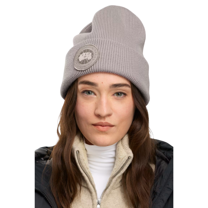 Bonnet CANADA GOOSE laine mérinos fine beige logo beige