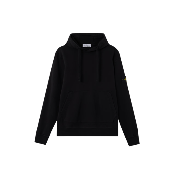 Sweat-shirt à capuche STONE ISLAND molleton coton bio noir