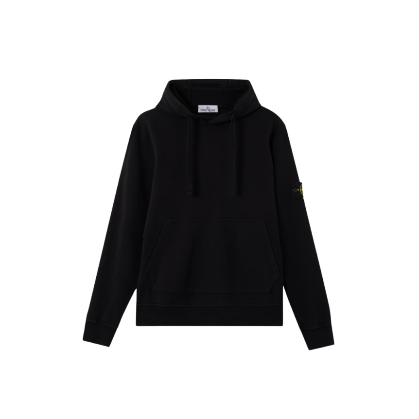 Sweat-shirt à capuche STONE ISLAND molleton coton bio noir