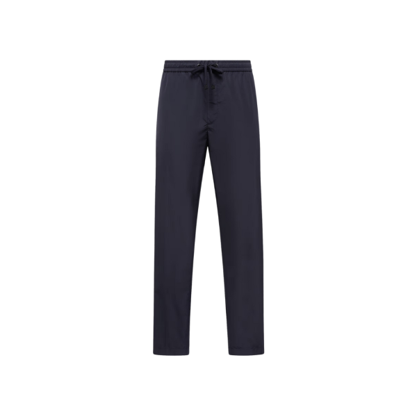Pantalon de survêtement déperlant MONCLER nylon bleu marine logo cuir