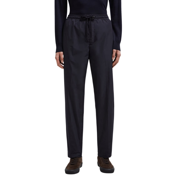 Pantalon de survêtement déperlant MONCLER nylon bleu marine logo cuir