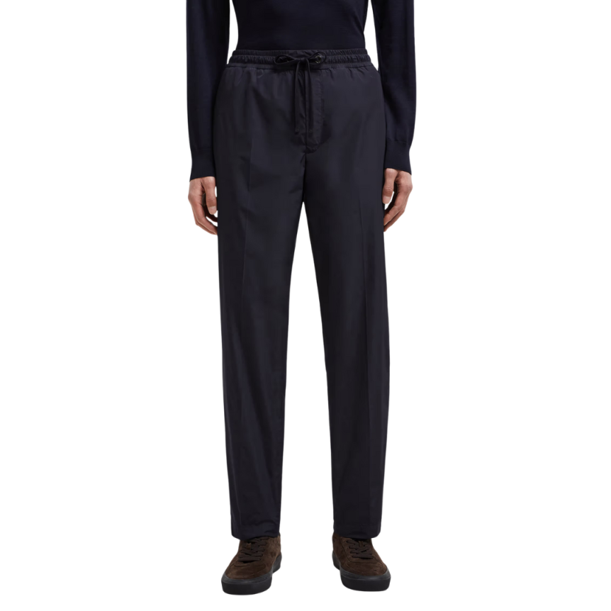 Pantalon de survêtement déperlant MONCLER nylon bleu marine logo cuir