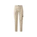 Pantalon cargo en coton satin extensible blanc poche lentille