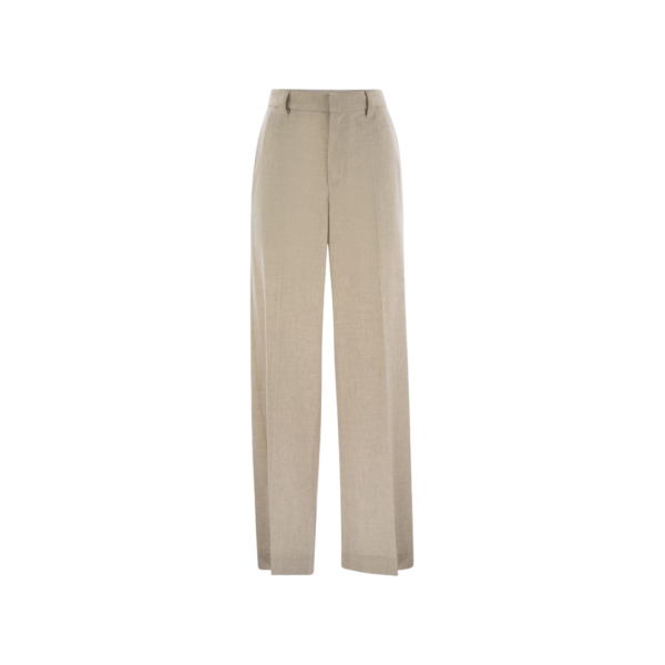 Pantalon loose BRUNELLO CUCINELLI flanelle laine beige