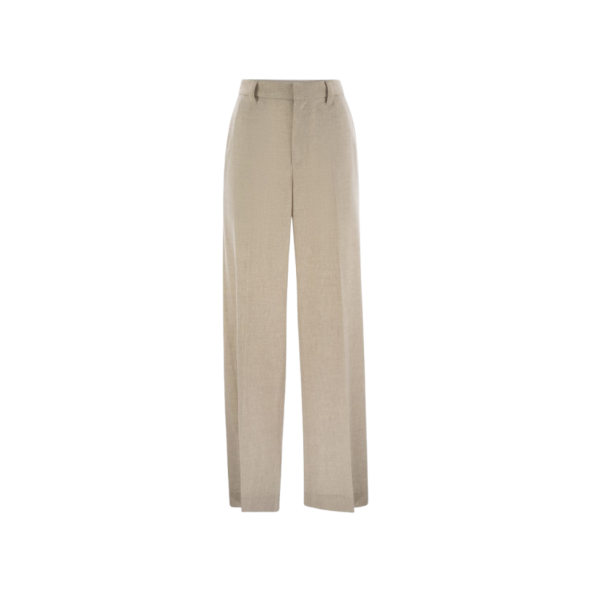 Pantalon loose BRUNELLO CUCINELLI flanelle laine beige
