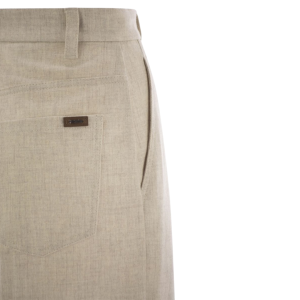Pantalon loose BRUNELLO CUCINELLI flanelle laine beige