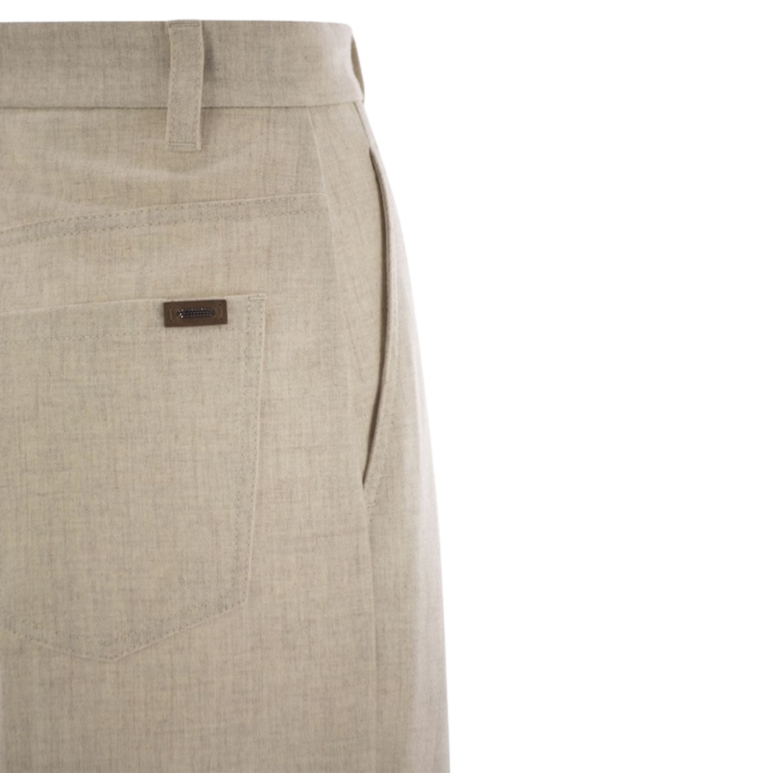 Pantalon loose BRUNELLO CUCINELLI flanelle laine beige
