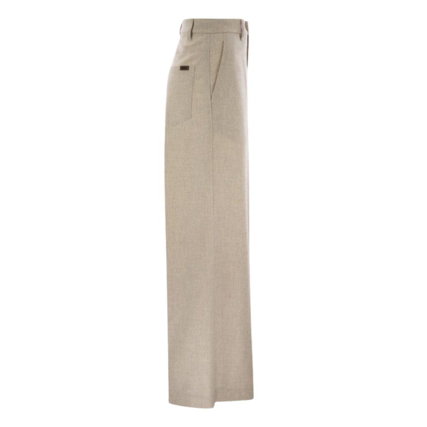 Pantalon loose BRUNELLO CUCINELLI flanelle laine beige