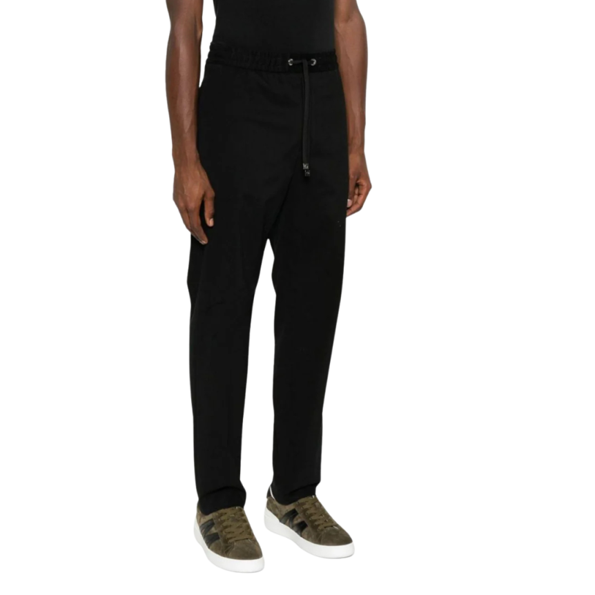 Pantalon droit MONCLER coton peau de chamois noir