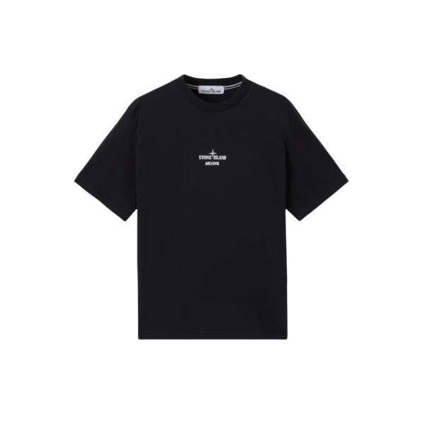 T-shirt col rond STONE ISLAND coton noir imprimé Archivio