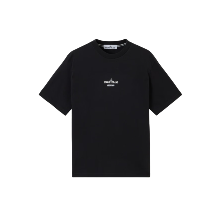 T-shirt col rond STONE ISLAND coton noir imprimé Archivio