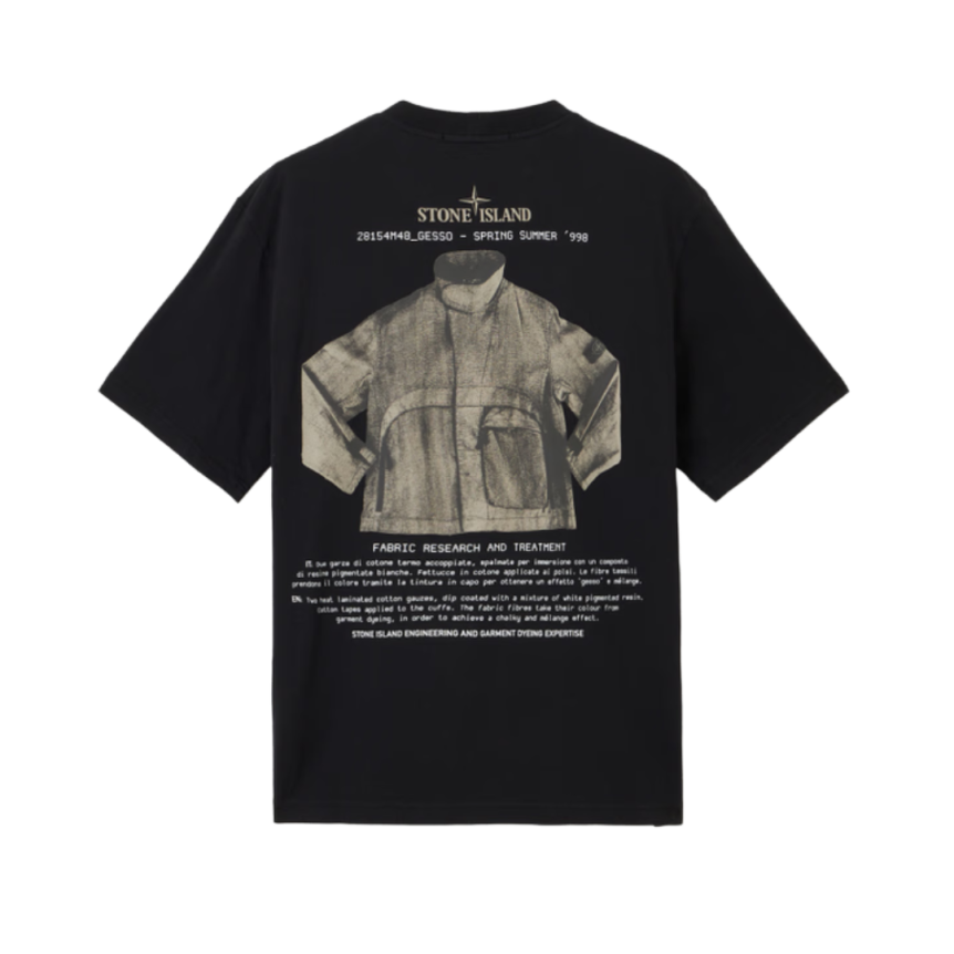 T-shirt col rond STONE ISLAND coton noir imprimé Archivio