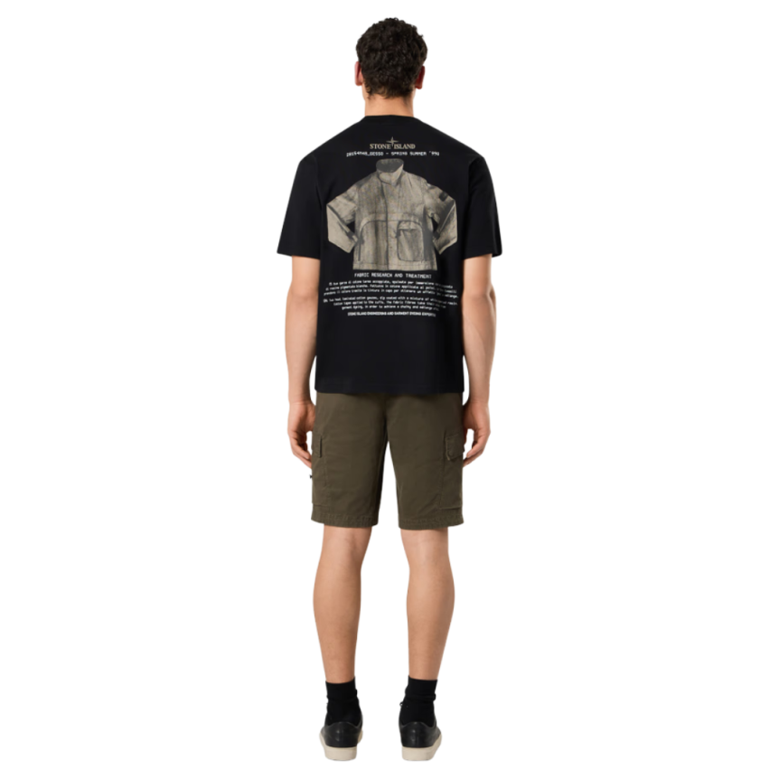 T-shirt col rond STONE ISLAND coton noir imprimé Archivio