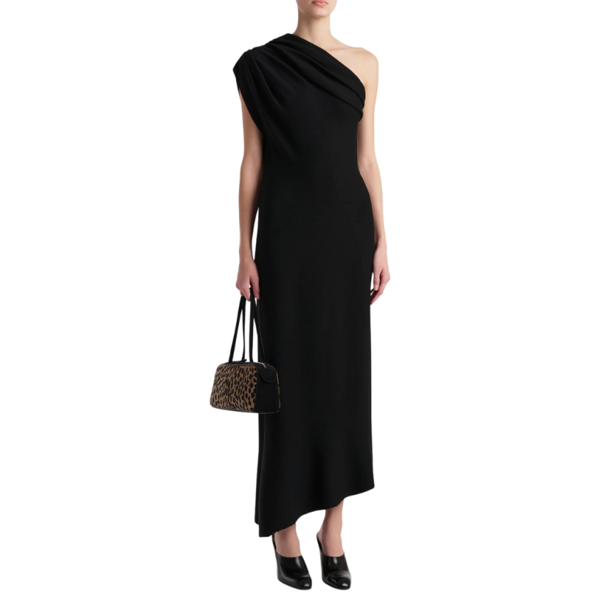 Robe asymétrique KHAITE Coast laine mélangée noir
