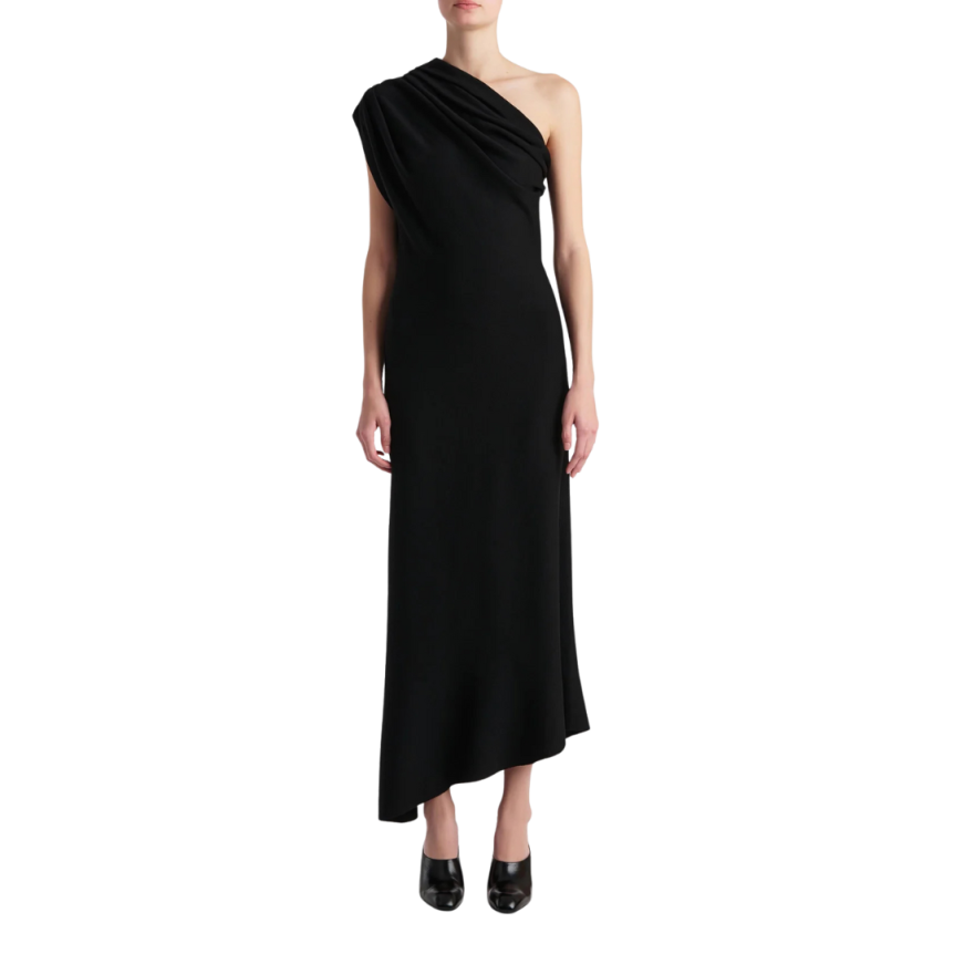 Robe asymétrique KHAITE Coast laine mélangée noir