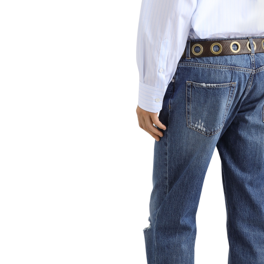 Jean classique DOLCE & GABBANA denim coton bleu foncé cinq poches abrasions