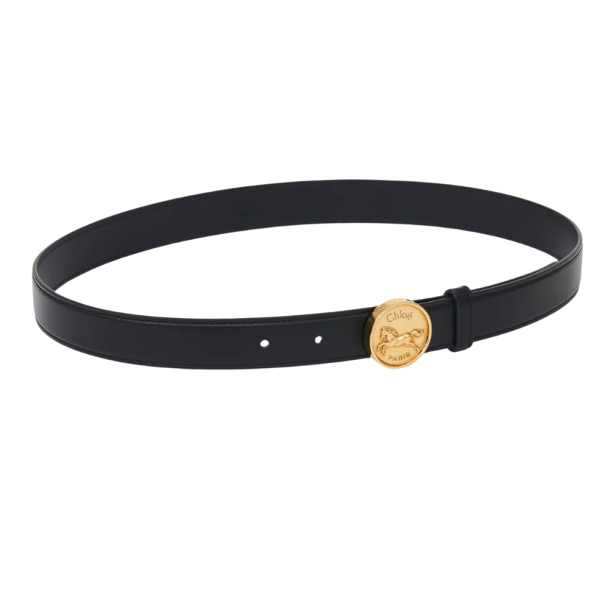Ceinture CHLOE cuir veau zamak boucle cheval doré