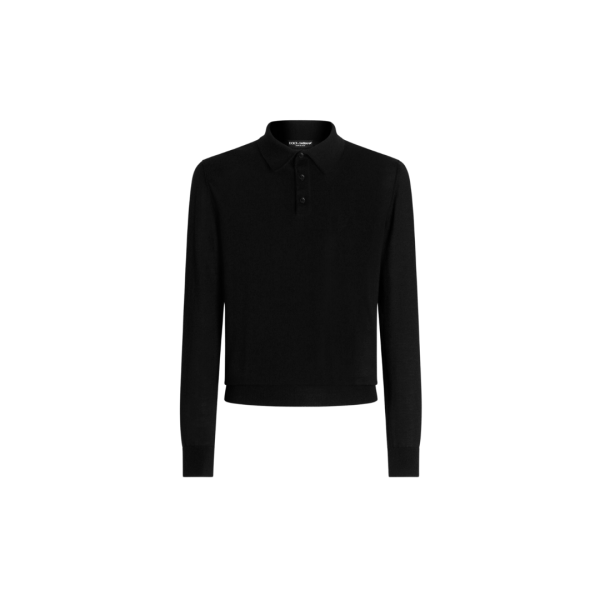Pull col polo DOLCE & GABBANA cachemire soie noir