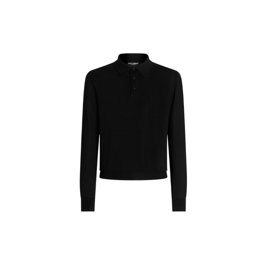 Pull col polo DOLCE & GABBANA cachemire soie noir