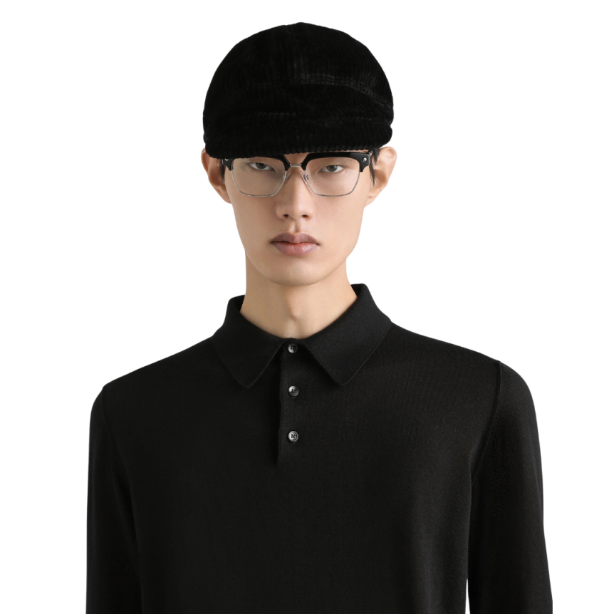 Pull col polo DOLCE & GABBANA cachemire soie noir