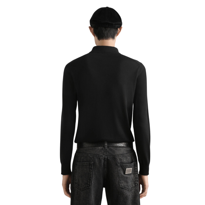 Pull col polo DOLCE & GABBANA cachemire soie noir