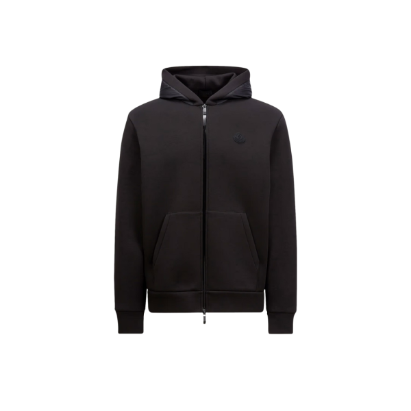 Cardigan zippé à capuche MONCLER néoprène noir poche nylon