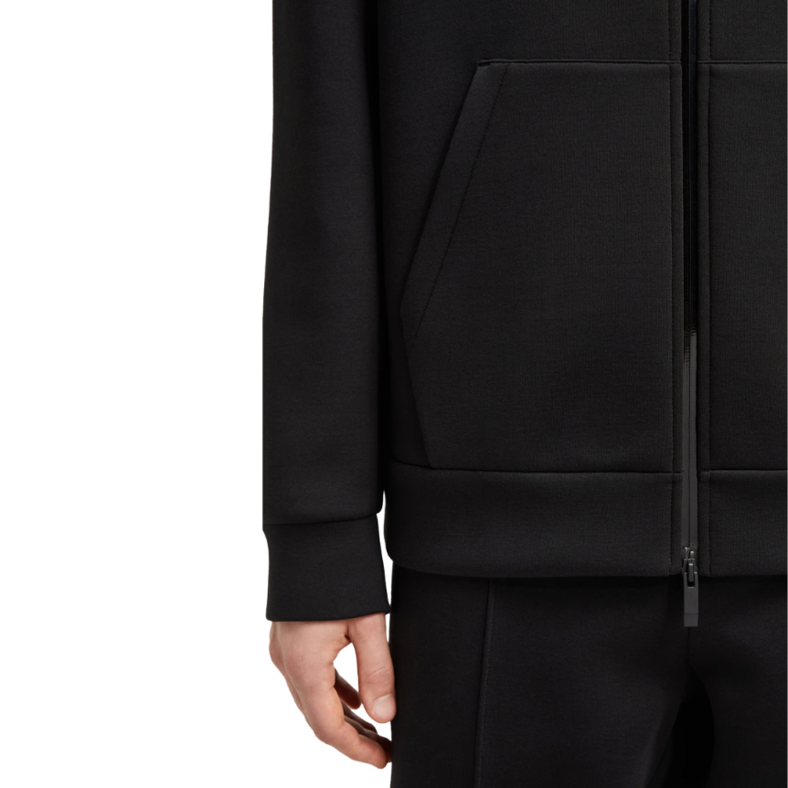 Cardigan zippé à capuche MONCLER néoprène noir poche nylon