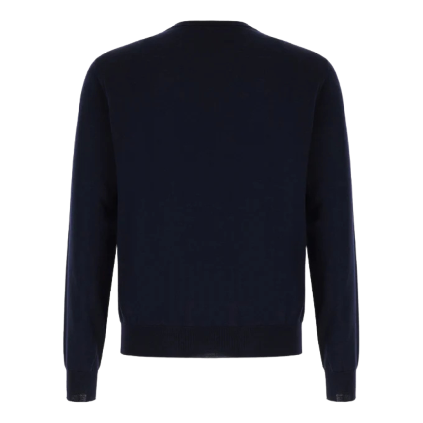 Pull col rond laine VALENTINO bleu marine VLogo signature poitrine